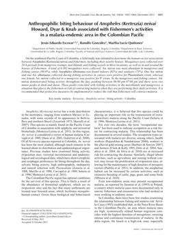 Anthropophilic Biting Behaviour of Anopheles (Kerteszia) Neivai