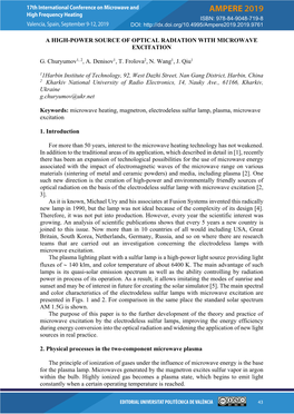 A High-Power Source of Optical Radiation with Microwave Excitation