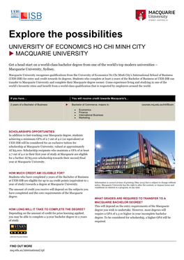 Explore the Possibilities UNIVERSITY of ECONOMICS HO CHI MINH CITY  MACQUARIE UNIVERSITY