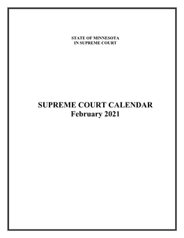 SUPREME COURT CALENDAR February 2021