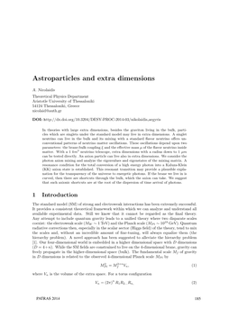 Astroparticles and Extra Dimensions