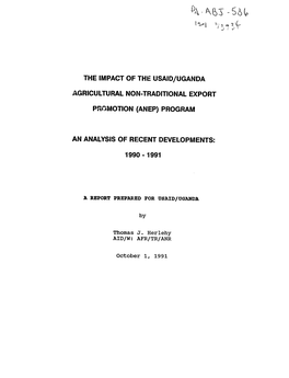 The Impact of the Usaid/Uganda Agricultural