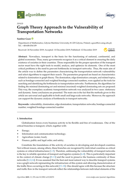 Graph Theory Approach to the Vulnerability of Transportation Networks