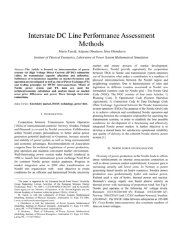 Interstate DC Line Performance Assessment Methods