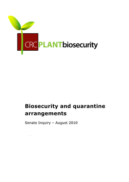 Biosecurity and Quarantine Arrangements