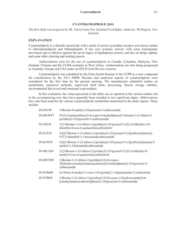 CYANTRANILIPROLE (263) the First Draft Was Prepared by Mr. David Lunn New Zealand Food Safety Authority, Wellington, New Zealand