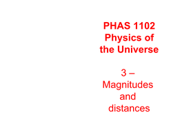 PHAS 1102 Physics of the Universe 3 – Magnitudes and Distances