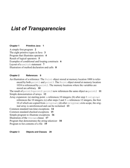 List of Transparencies