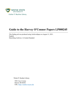 Guide to the Harvey O'connor Papers [LP000245]