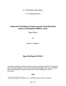 South and North Barents Triassic-Jurassic Total Petroleum System of the Russian Offshore Arctic