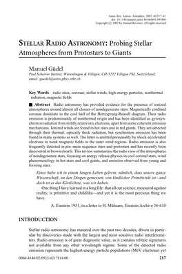 STELLAR RADIO ASTRONOMY: Probing Stellar Atmospheres from Protostars to Giants