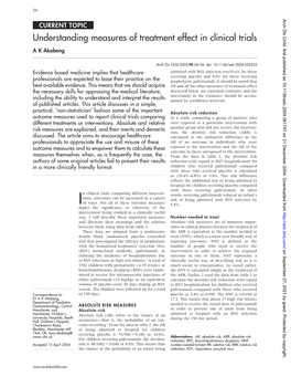 Understanding Measures of Treatment Effect in Clinical Trials a K Akobeng