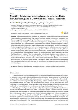 Mobility Modes Awareness from Trajectories Based on Clustering and a Convolutional Neural Network