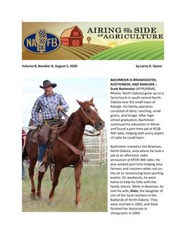 Airing on the Side of Agriculture Is Included in the Blog Section of NAFB.Com