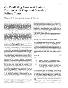 On Predicting Pavement Surface Distress with Empirical Models of Failure Times
