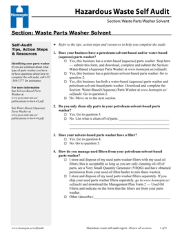 Hazardous Waste Self Audit