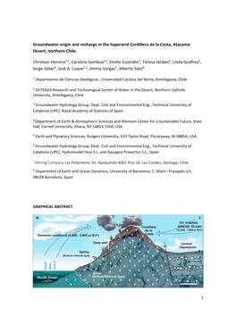 Groundwater Origin and Recharge in the Hyperarid Cordillera De La Costa, Atacama Desert, Northern Chile