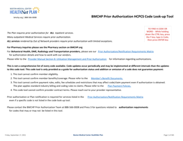 Look-Up Tool: Prior Authorization HCPCS Code