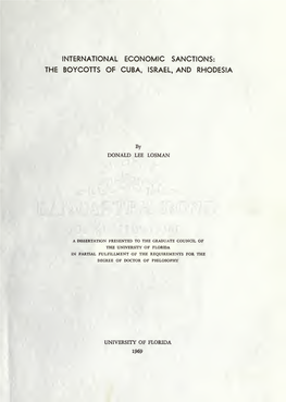 International Economic Sanctions: the Boycotts of Cuba, Israel, and Rhodesia