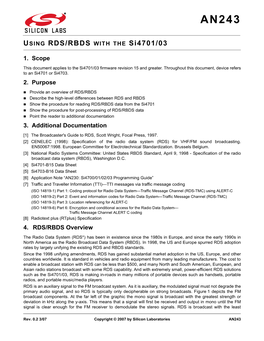 USING RDS/RBDS with the Si4701/03