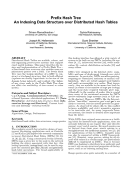 Prefix Hash Tree an Indexing Data Structure Over Distributed Hash