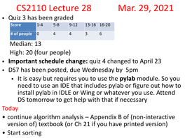 CS2110 Lecture 28 Mar. 29, 2021