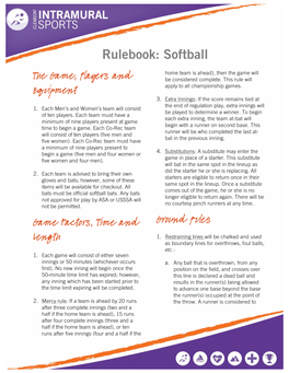 Rulebook: Softball