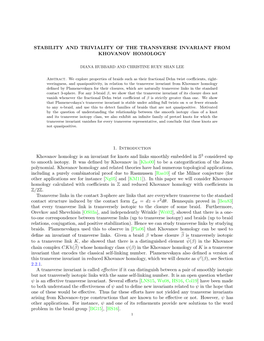 Stability and Triviality of the Transverse Invariant from Khovanov Homology