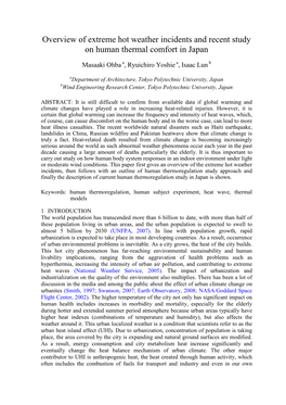 Recent Study on Human Thermal Comfort in Japan