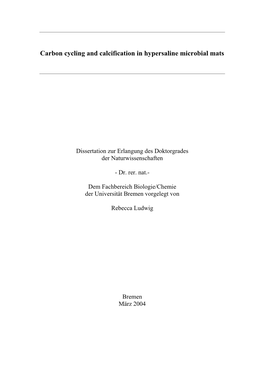 Carbon Cycling and Calcification in Hypersaline Microbial Mats
