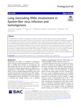 Long Noncoding Rnas Involvement in Epstein-Barr Virus Infection And