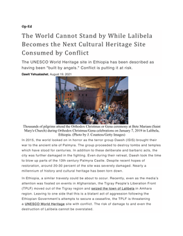 The World Cannot Stand by While Lalibela Becomes the Next Cultural Heritage Site Consumed by Conflict