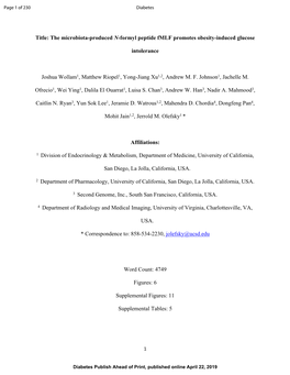 The Microbiota-Produced N-Formyl Peptide Fmlf Promotes Obesity-Induced Glucose