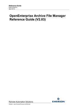 Openenterprise Archive File Manager Reference Guide (V2.83)