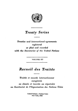 Treaty Series Recueil Des Traite's