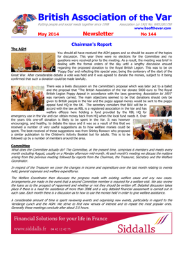 May 2014 Newsletter No 144
