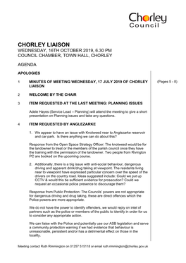(Public Pack)Agenda Document for Chorley Liaison, 16/10/2019 18:30