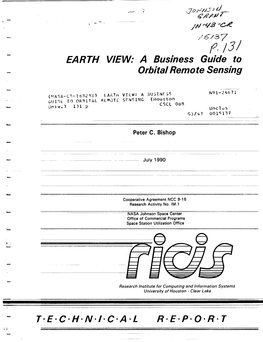 F, I3/ M EARTH VIEW: a Business Guide to Orbital Remote Sensing