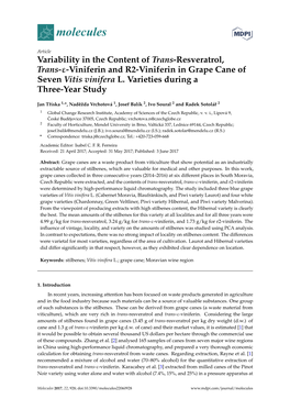 Variability in the Content of Trans-Resveratrol, Trans–Viniferin