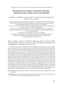 Old-Growth Forest Fungus Antrodiella Citrinella – Distribution and Ecology in the Czech Republic