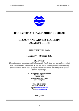 Piracy and Armed Robbery Against Ships