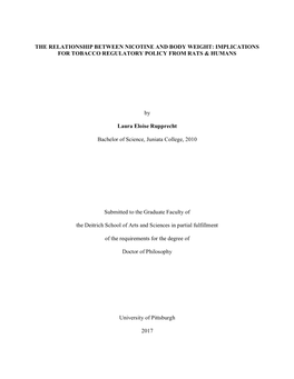 The Relationship Between Nicotine and Body Weight: Implications for Tobacco Regulatory Policy from Rats & Humans