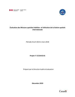 Évaluation Des Missions Spatiales Habitées Et Utilisation De La Station Spatiale Internationale