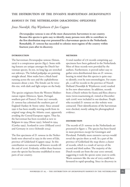 The Distribution of the Invasive Harvestman DICRANOPALPUS