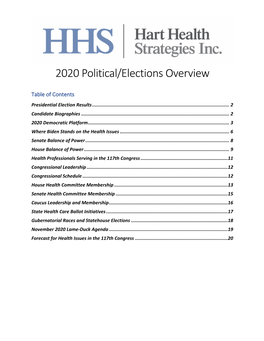 2020 Political/Elections Overview