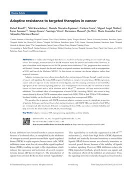 Adaptive Resistance to Targeted Therapies in Cancer