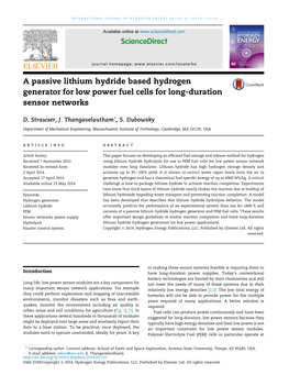 A Passive Lithium Hydride Based Hydrogen Generator for Low Power Fuel Cells for Long-Duration Sensor Networks