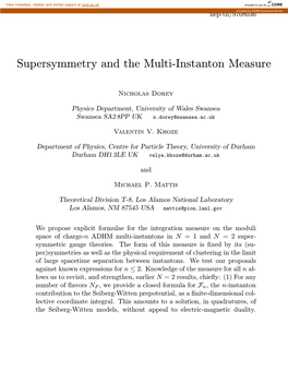 Supersymmetry and the Multi-Instanton Measure