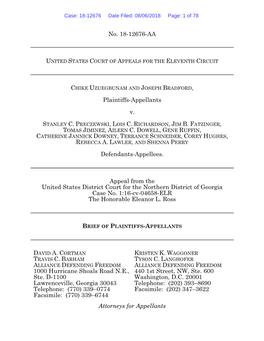 No. 18-12676-AA Plaintiffs-Appellants V. Defendants-Appellees. Appeal