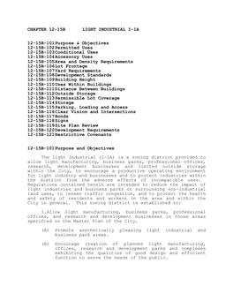 Chapter 12-15B Light Industrial I-1A